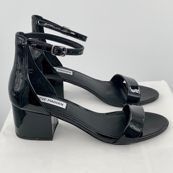 NWT Steve Madden Irene Women’s Black Patent Sandals Shoes - Picture 3 of 14